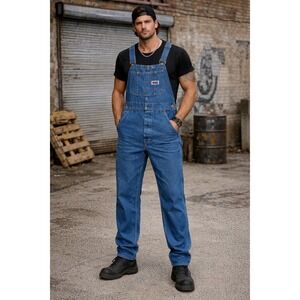 Big Mac Overalls Mens 38 Blue Denim Square Bak Workwear Grunge